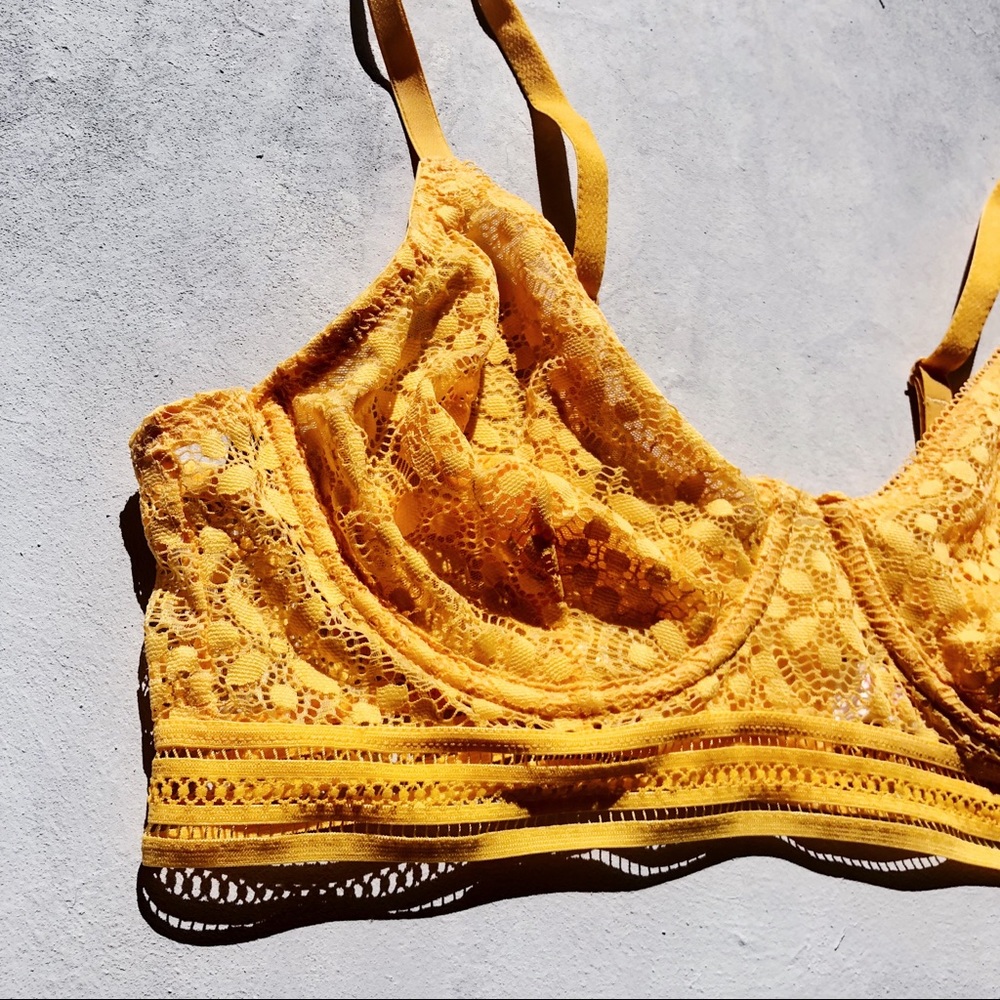 NWT Bright Mustard Yellow Unlined Longline Bra 36B